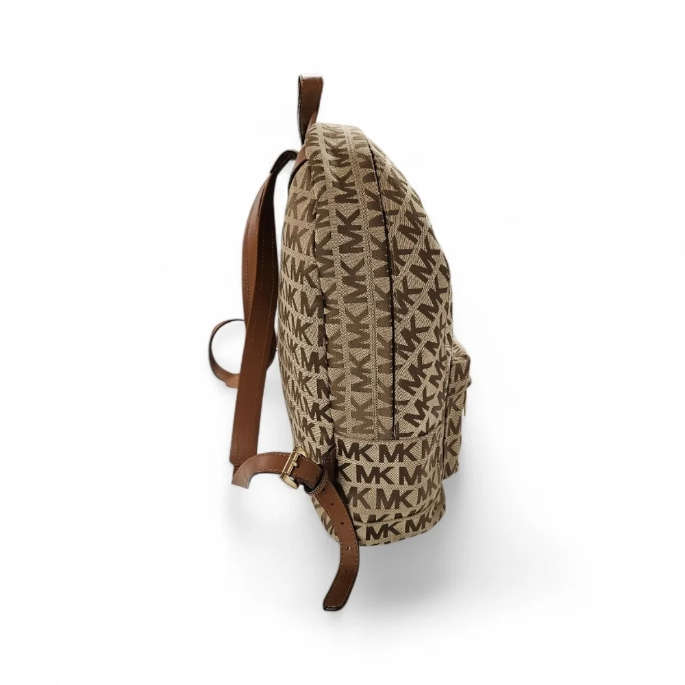 Michael Kors Jet Set Monogram Canvas And Leather Backpack In Tan And Brown